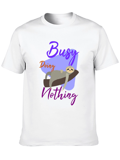 Busy Doing Nothing Sloth Graphic Tee - Relaxed Fit