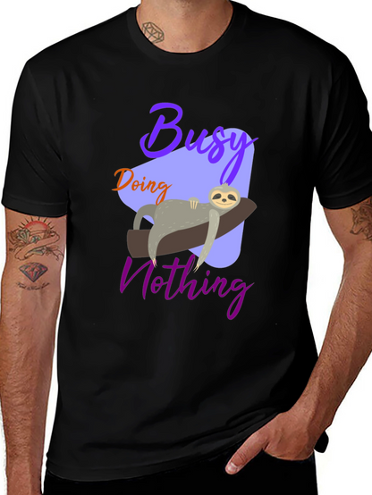 Busy Doing Nothing Sloth Graphic Tee - Relaxed Fit