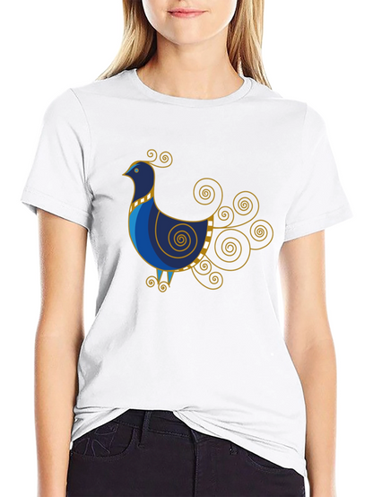 Stylized Bird Graphic Tee - Black
