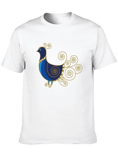 Stylized Bird Graphic Tee - Black