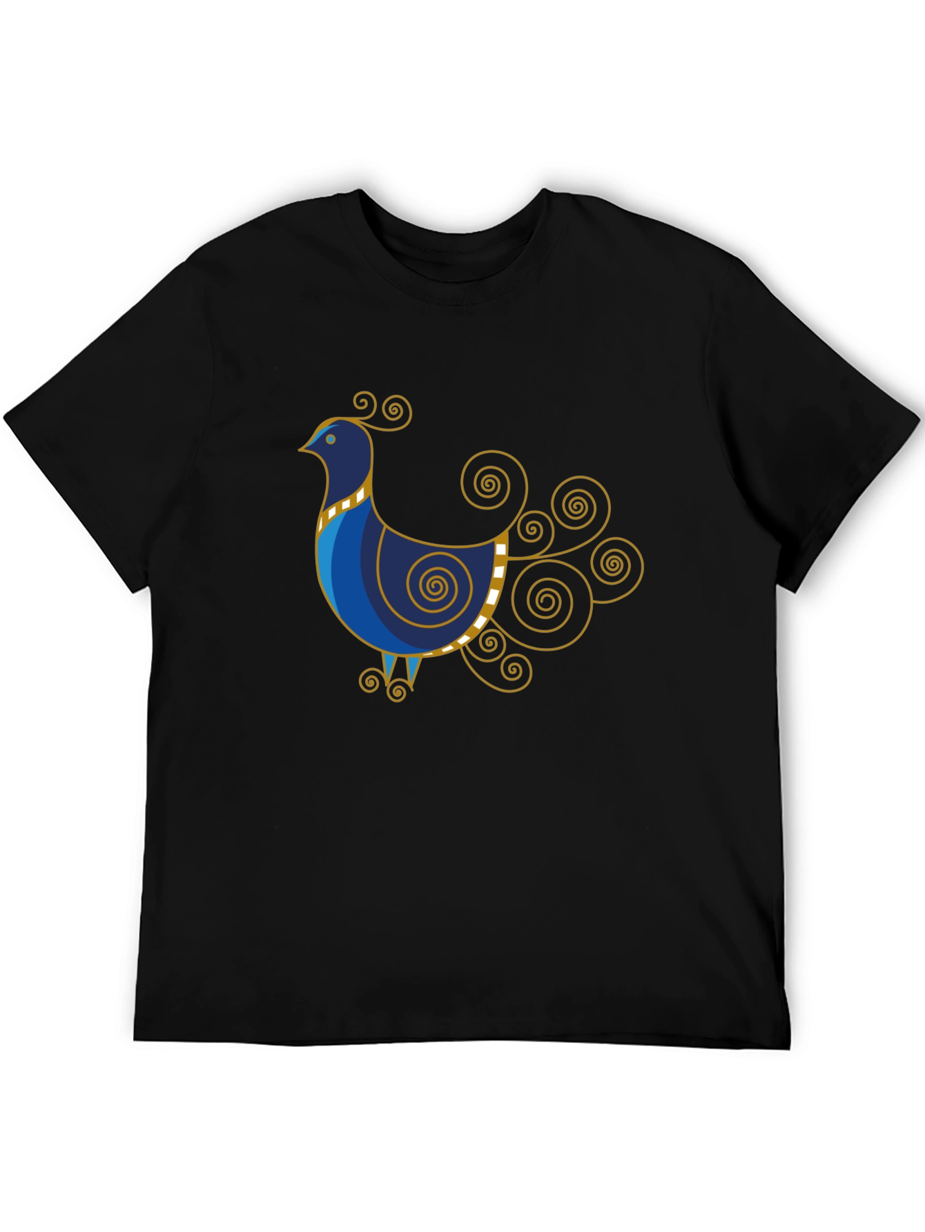 Stylized Bird Graphic Tee - Black