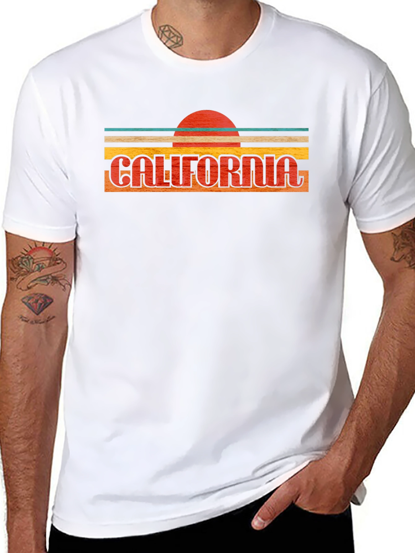California Retro Sunset Graphic Tee - Black