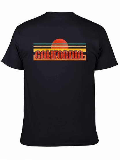 California Retro Sunset Graphic Tee - Black