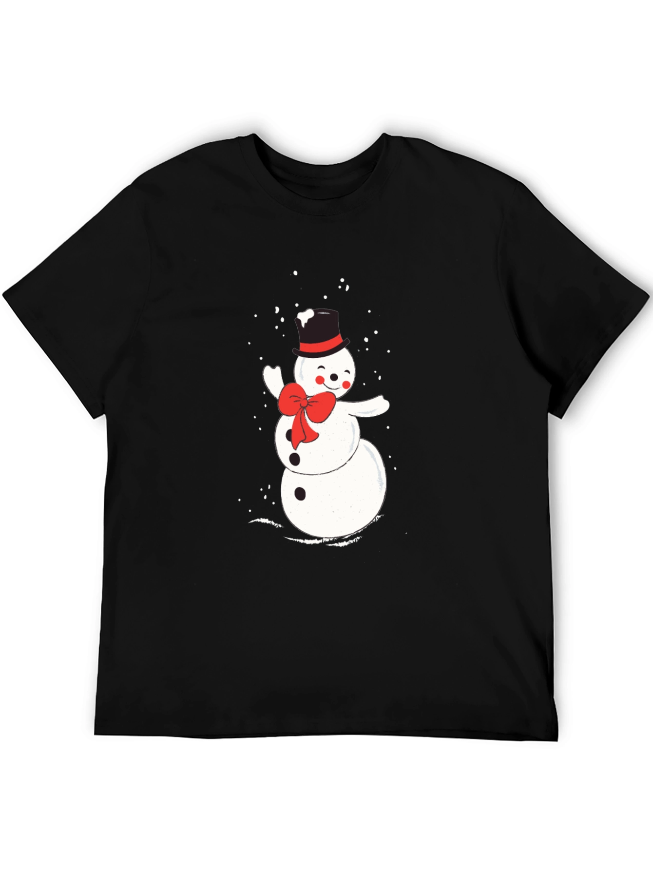Mens Black T-Shirt with Snowman Graphic
