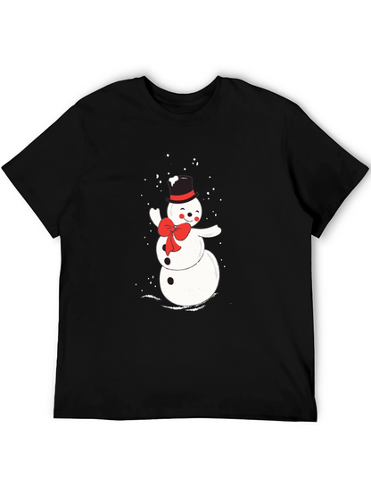 Mens Black T-Shirt with Snowman Graphic