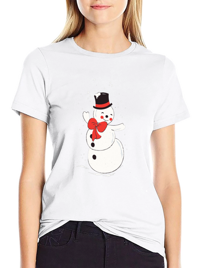 Mens Black T-Shirt with Snowman Graphic