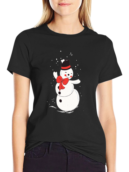 Mens Black T-Shirt with Snowman Graphic