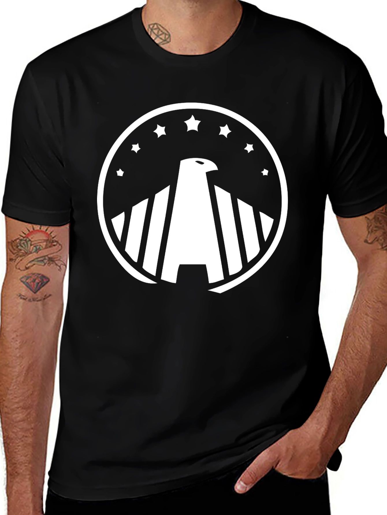 Black Eagle Star Graphic T-Shirt