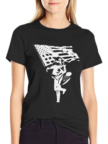 American Flag Astronaut Black T-Shirt