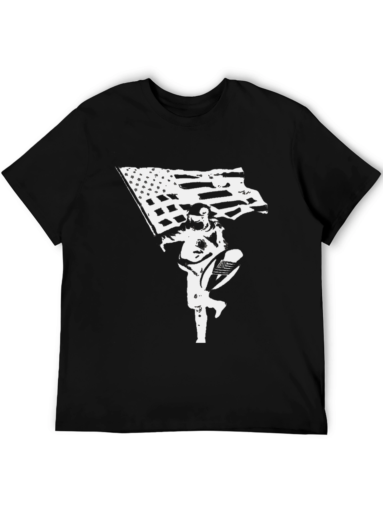 American Flag Astronaut Black T-Shirt