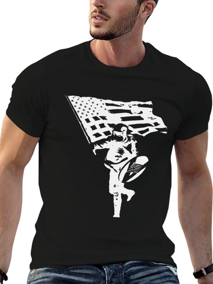 American Flag Astronaut Black T-Shirt