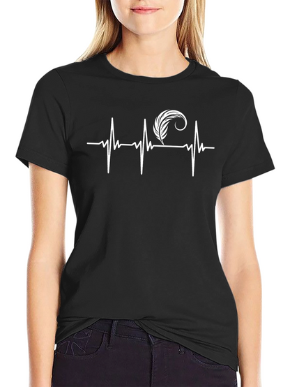 Feather Heartbeat T-Shirt - Stylish Graphic Tee