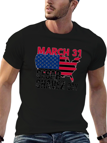 Cesar Chavez Day T-Shirt - March 31 USA Flag