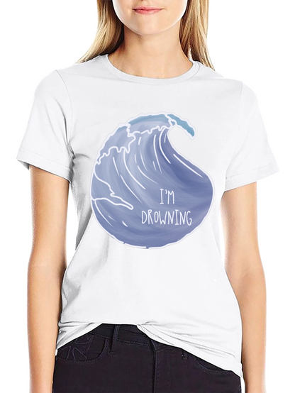Drowning Wave Graphic Tee - Black Cotton T-Shirt
