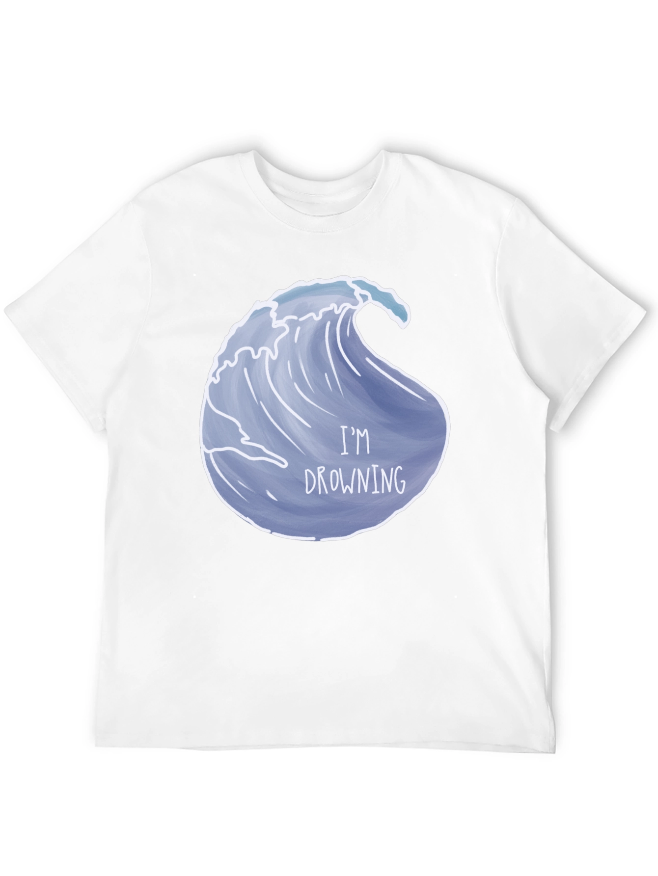 Drowning Wave Graphic Tee - Black Cotton T-Shirt