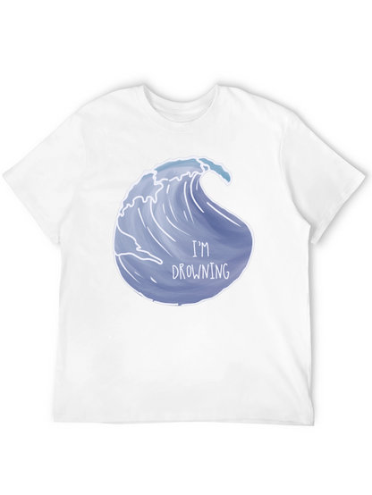 Drowning Wave Graphic Tee - Black Cotton T-Shirt