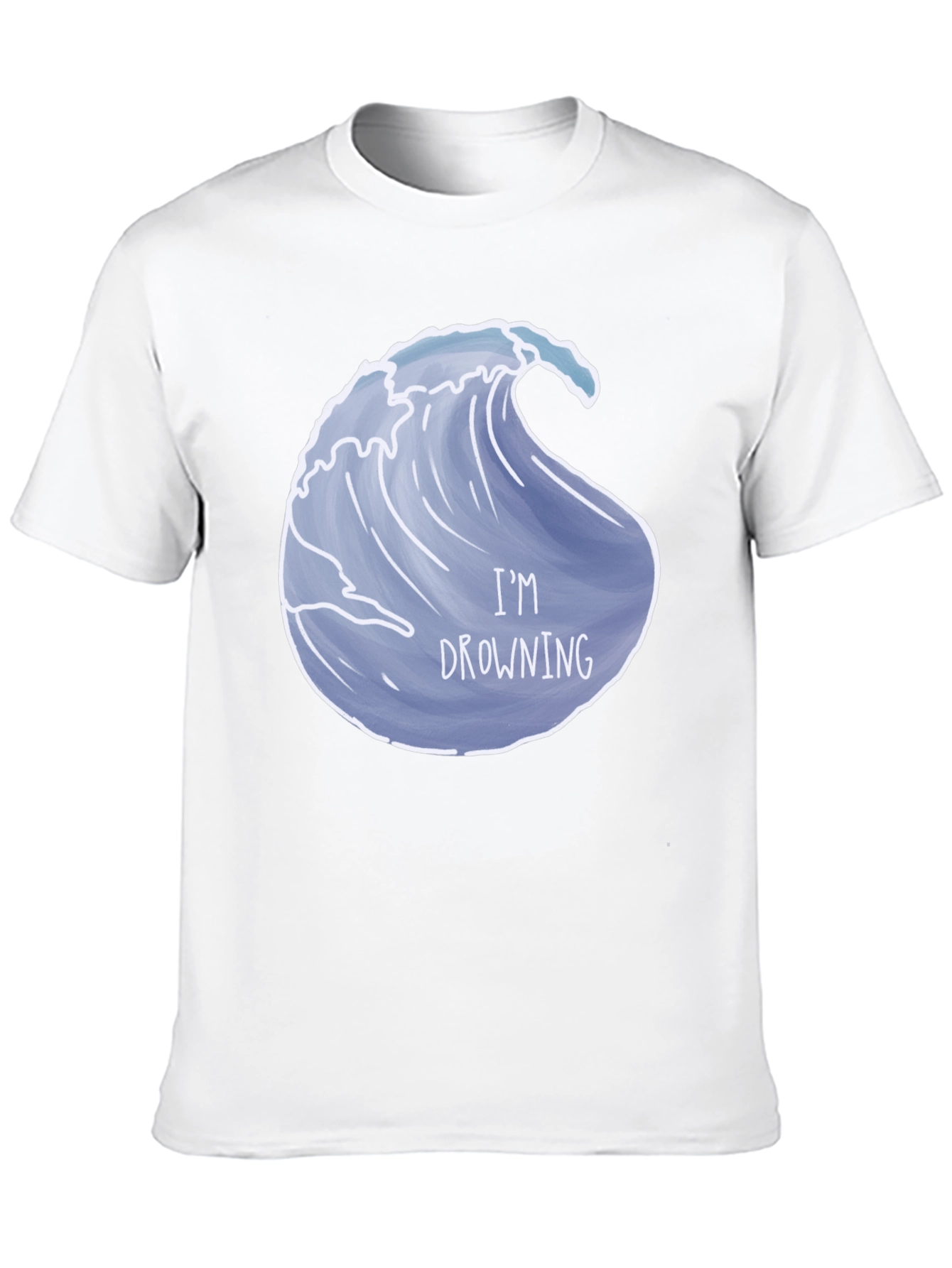 Drowning Wave Graphic Tee - Black Cotton T-Shirt