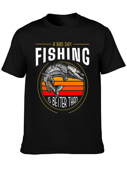 Funny Fishing Graphic T-Shirt - A Bad Day Fishing