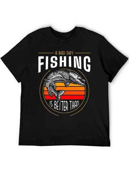Funny Fishing Graphic T-Shirt - A Bad Day Fishing