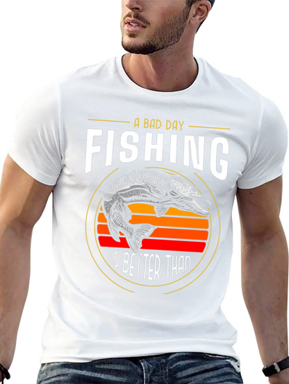 Funny Fishing Graphic T-Shirt - A Bad Day Fishing