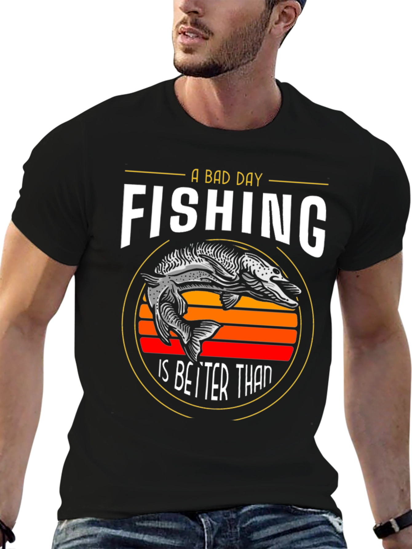 Funny Fishing Graphic T-Shirt - A Bad Day Fishing