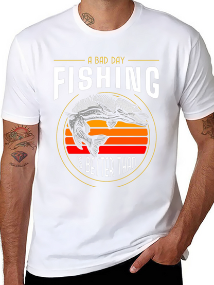 Funny Fishing Graphic T-Shirt - A Bad Day Fishing