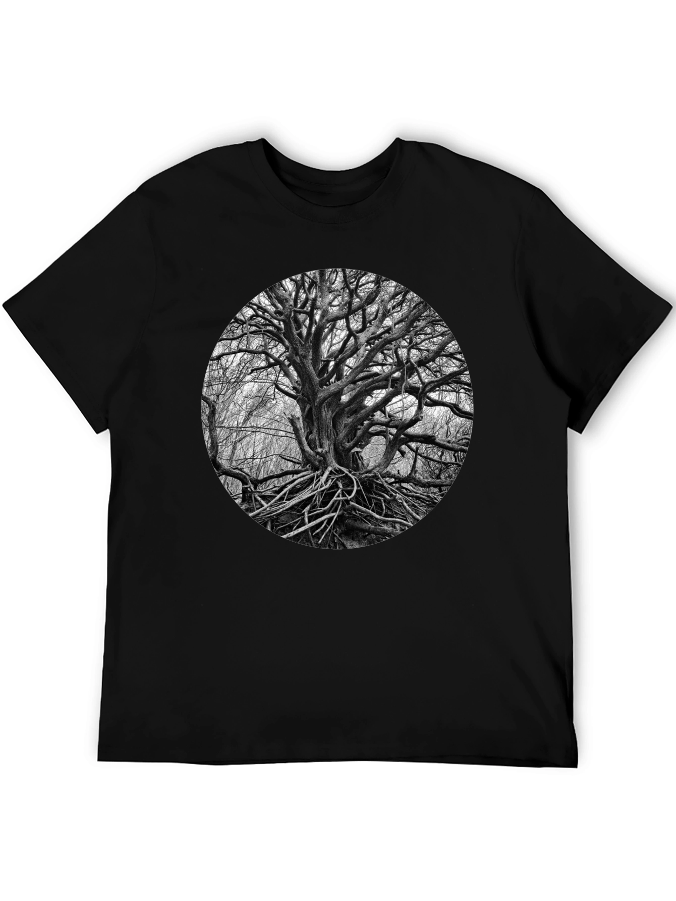 Abstract Tree Graphic Black Tee