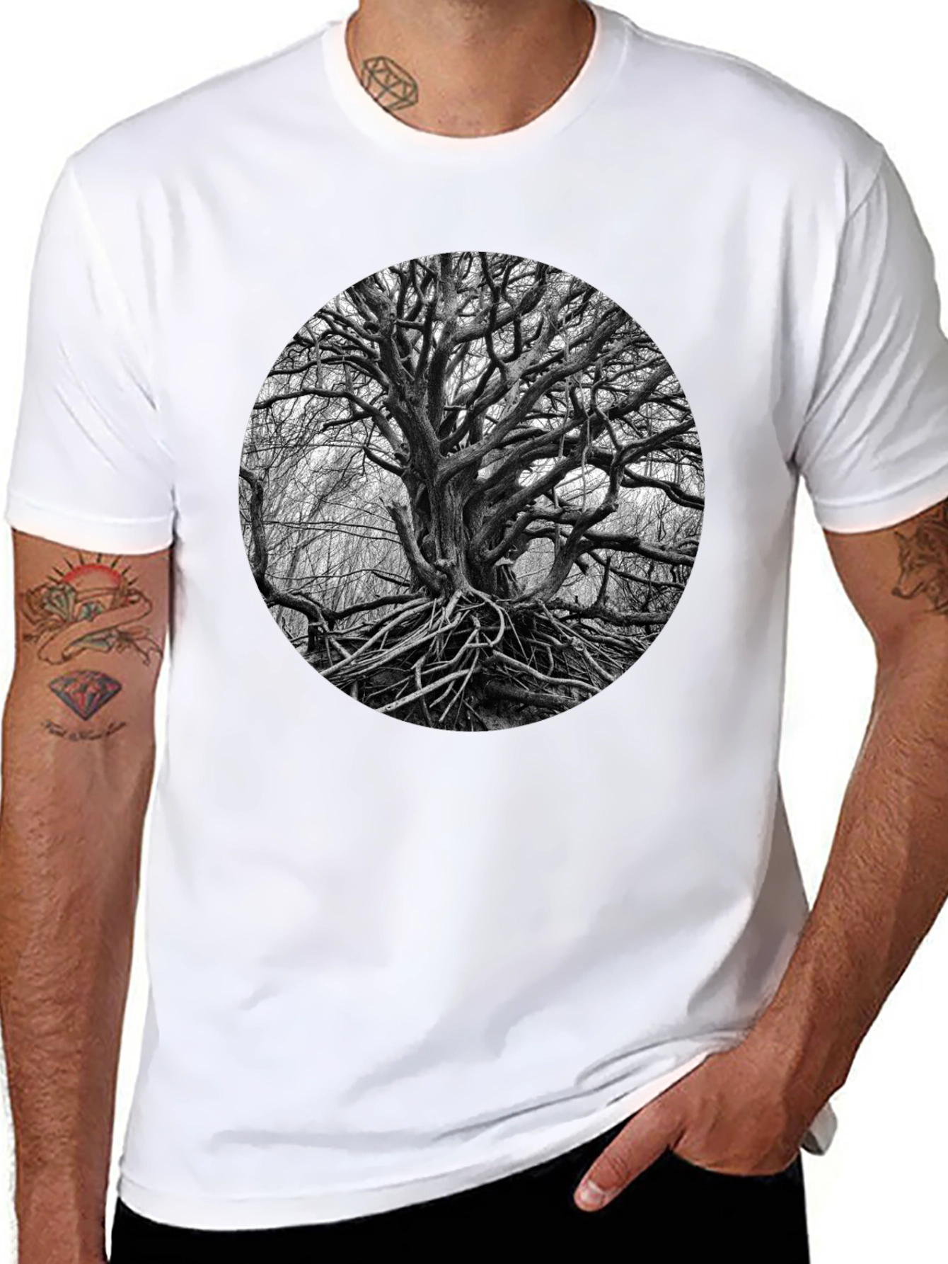 Abstract Tree Graphic Black Tee