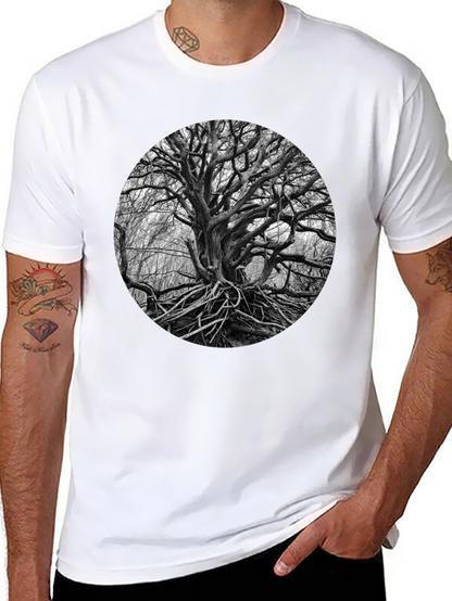 Abstract Tree Graphic Black Tee