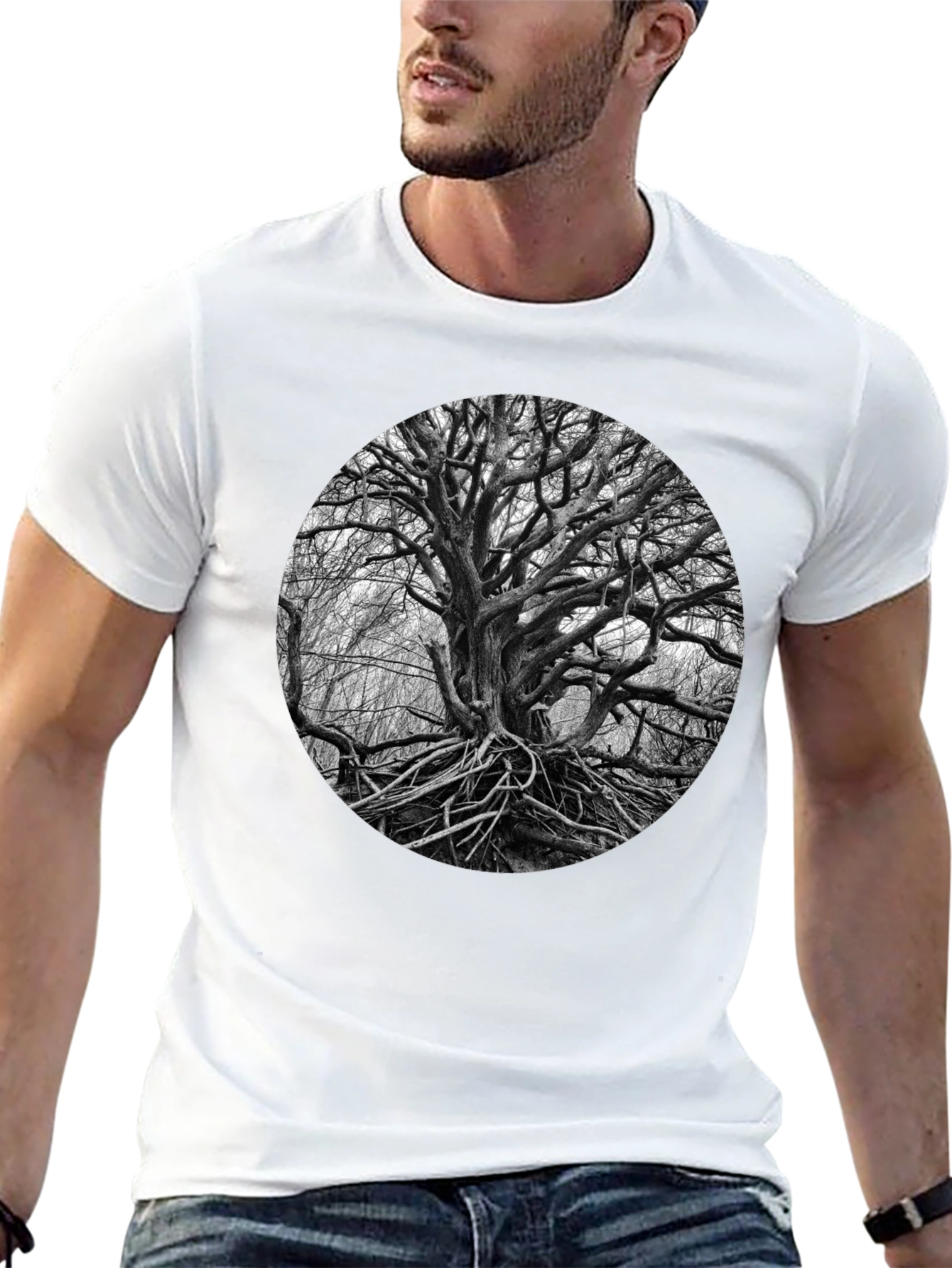 Abstract Tree Graphic Black Tee