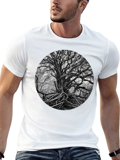 Abstract Tree Graphic Black Tee