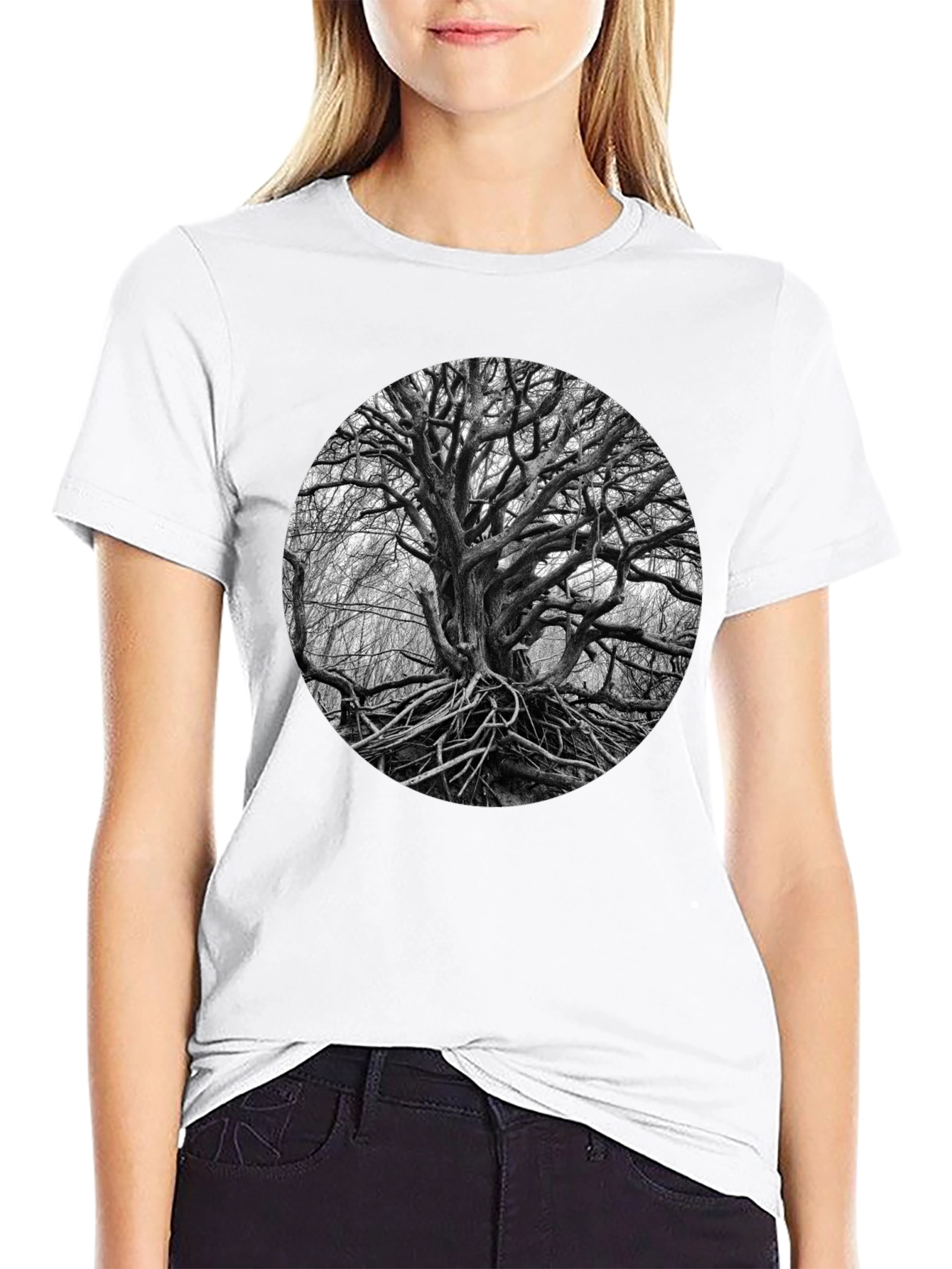 Abstract Tree Graphic Black Tee