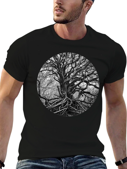 Abstract Tree Graphic Black Tee