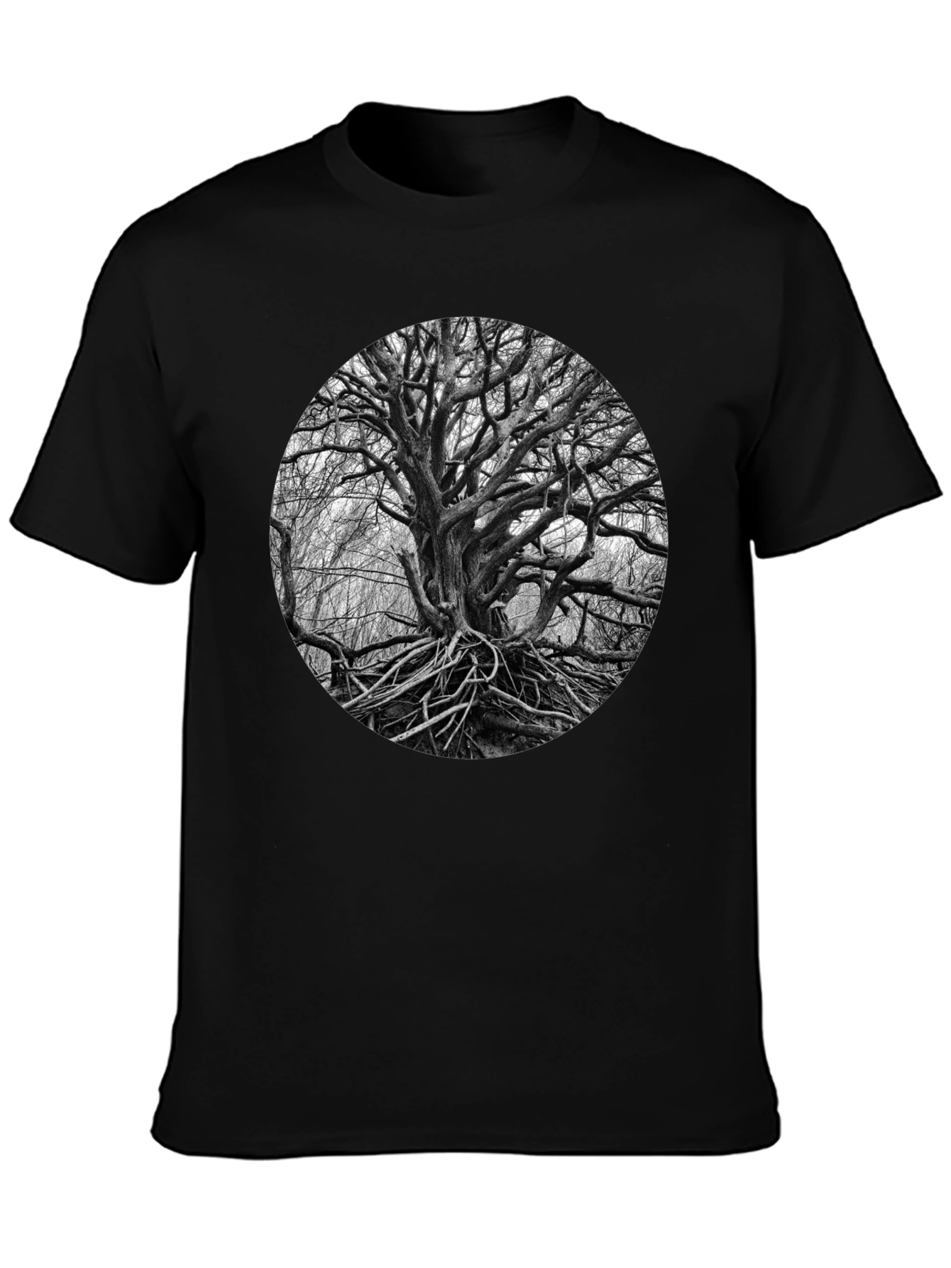 Abstract Tree Graphic Black Tee