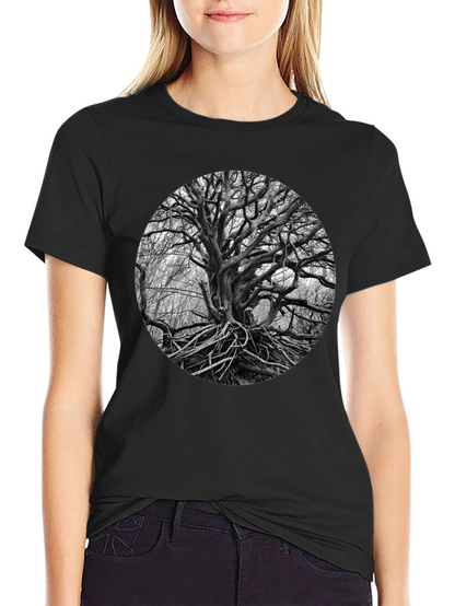 Abstract Tree Graphic Black Tee