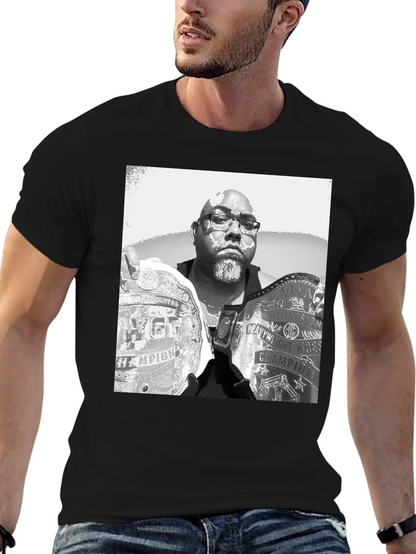 Black T-Shirt with Champion Wrestler Graphic