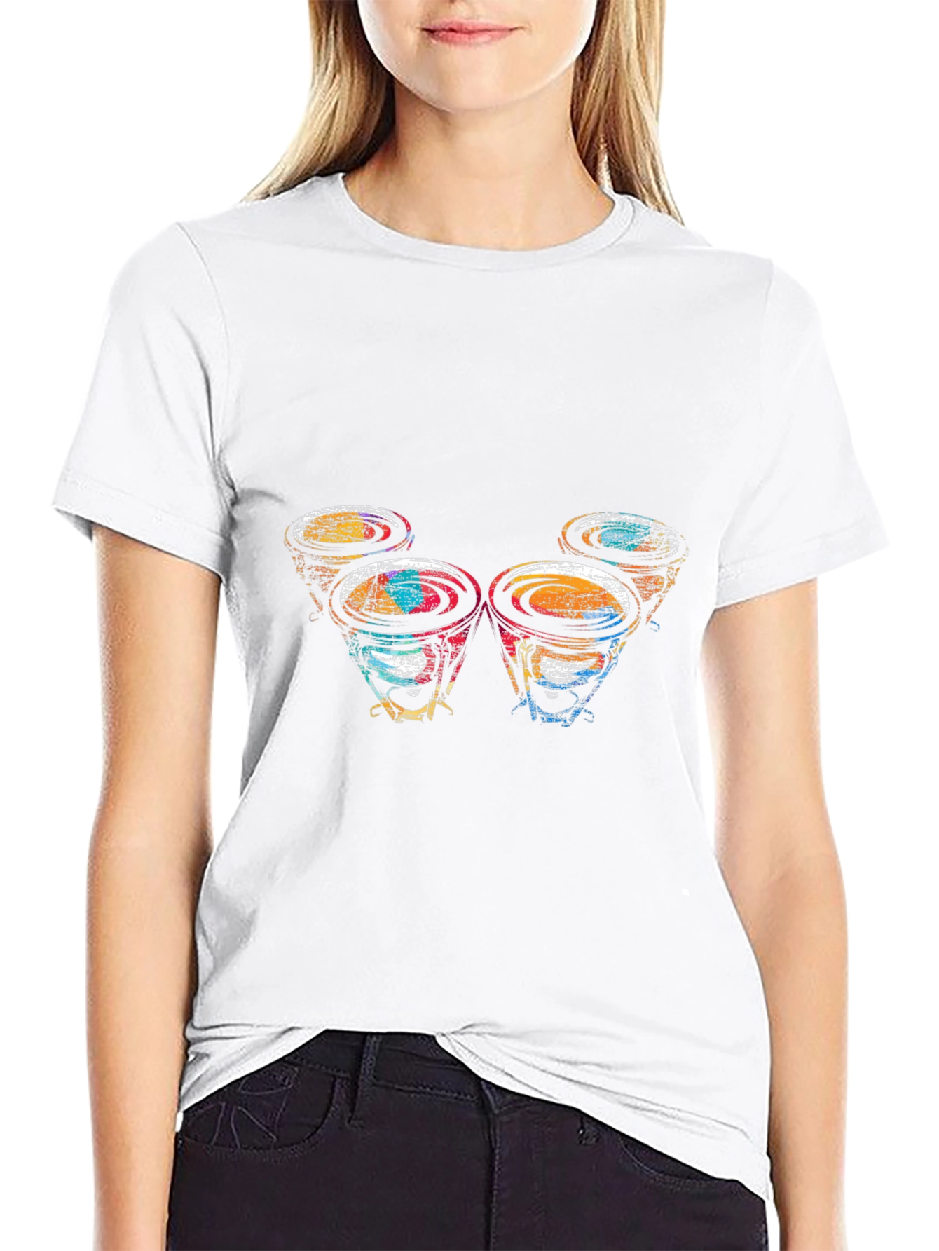 Abstract Drums Graphic Black T-Shirt
