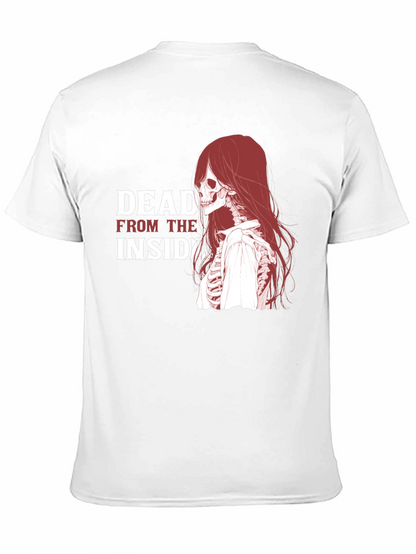 Dead Inside Graphic Tee - Edgy Skeleton Design T-Shirt