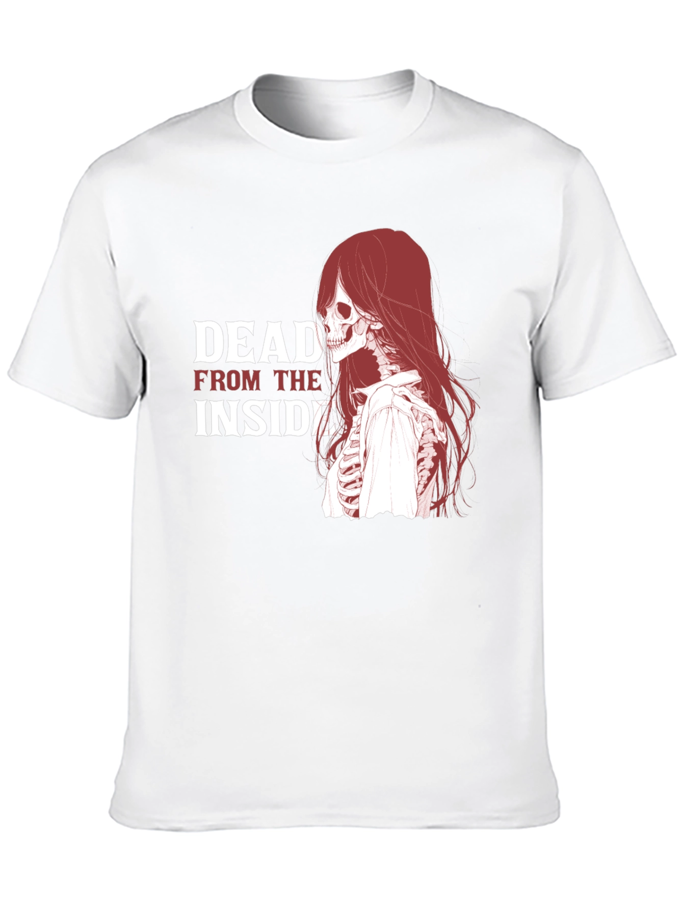 Dead Inside Graphic Tee - Edgy Skeleton Design T-Shirt