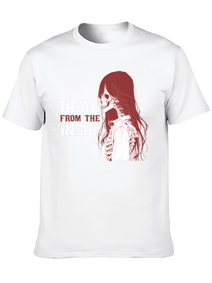 Dead Inside Graphic Tee - Edgy Skeleton Design T-Shirt