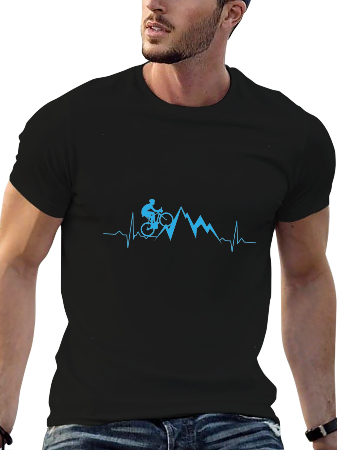 Mountain Biker Heartbeat Graphic Tee