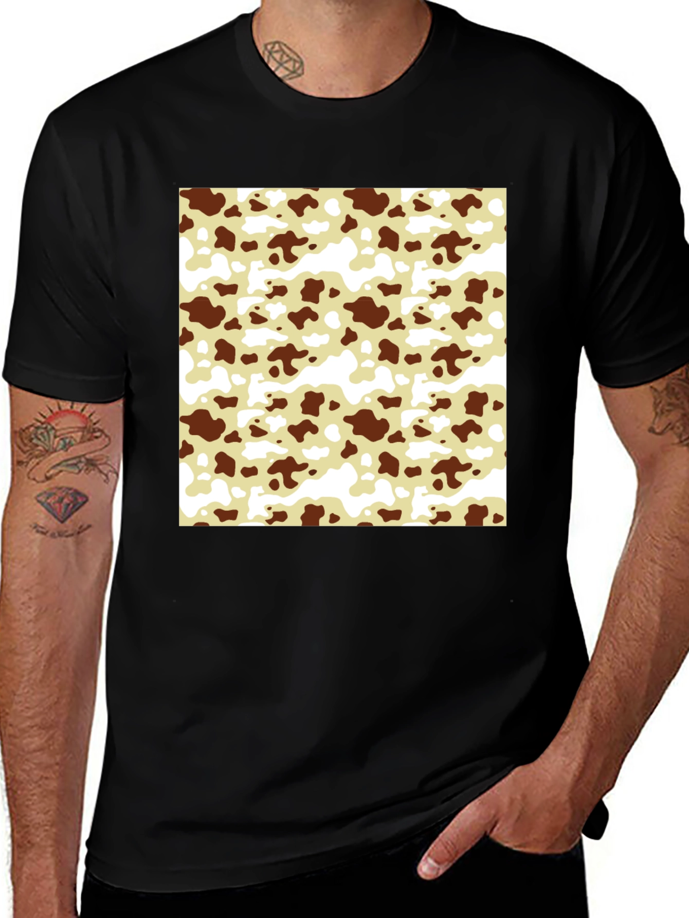 Cow Pattern T-Shirt - Black