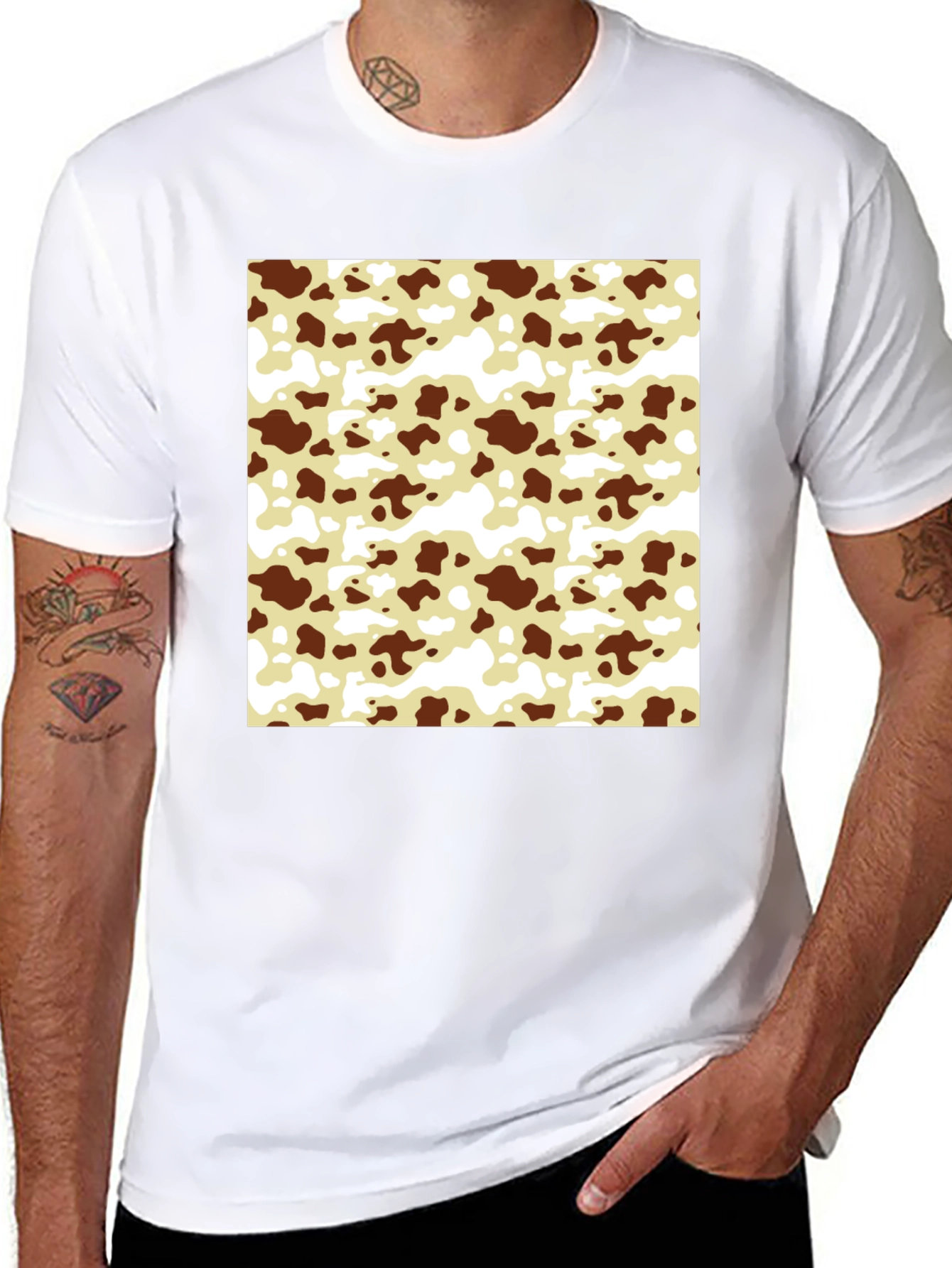 Cow Pattern T-Shirt - Black