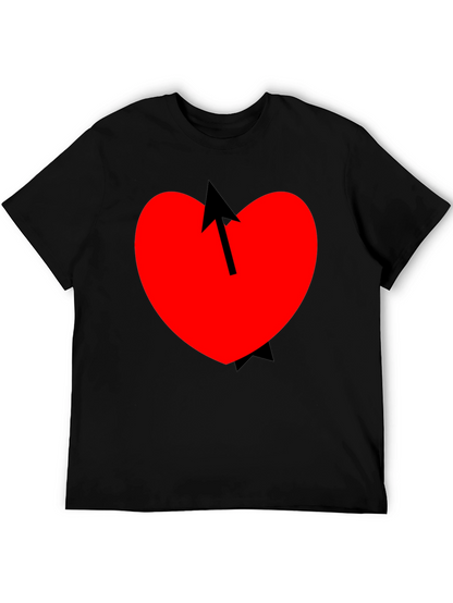 Heart Arrow Graphic Tee - Mens Casual Black T-Shirt