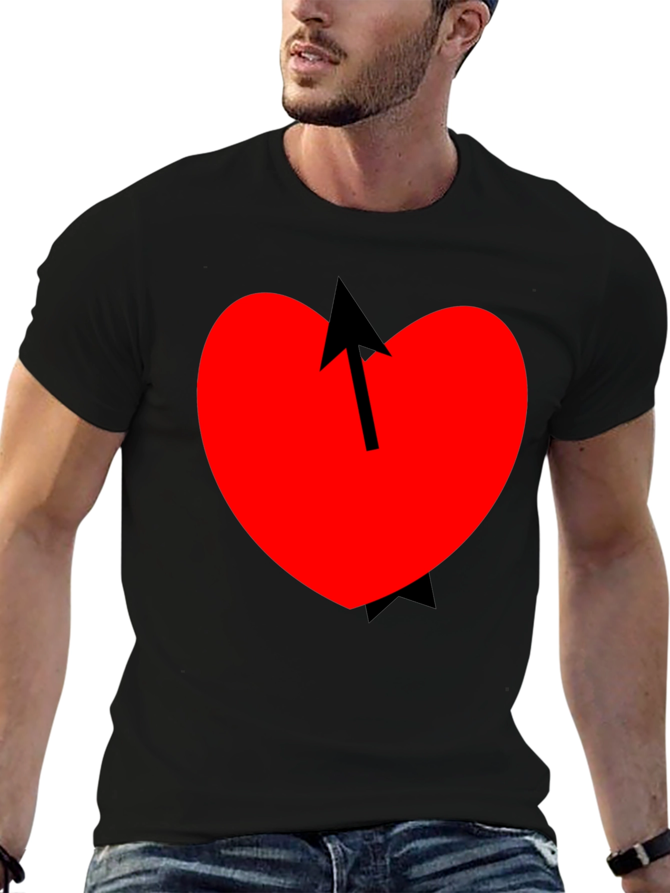 Heart Arrow Graphic Tee - Mens Casual Black T-Shirt