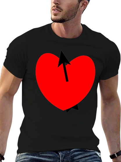 Heart Arrow Graphic Tee - Mens Casual Black T-Shirt
