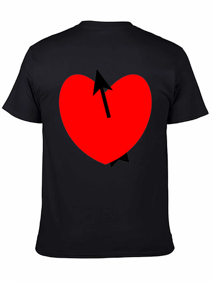 Heart Arrow Graphic Tee - Mens Casual Black T-Shirt