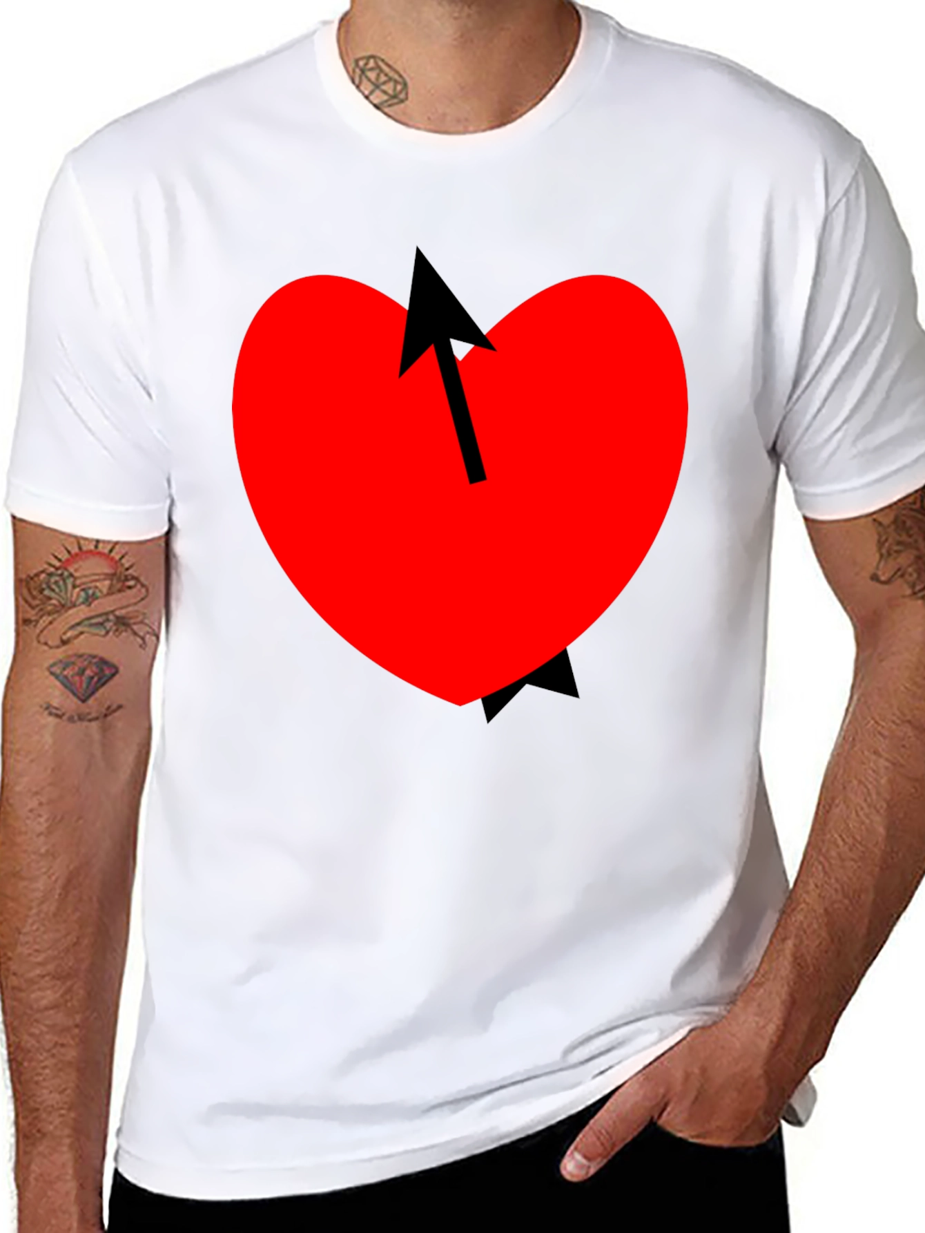 Heart Arrow Graphic Tee - Mens Casual Black T-Shirt
