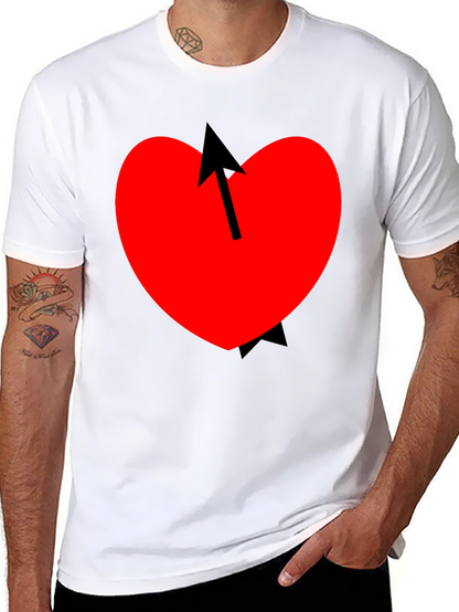 Heart Arrow Graphic Tee - Mens Casual Black T-Shirt
