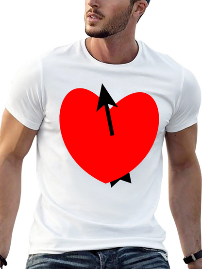 Heart Arrow Graphic Tee - Mens Casual Black T-Shirt